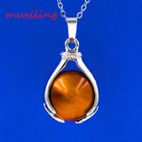 Natural Stone Hands Ball Bead Pendants Pendulum Silver Plated Charms Amulet