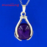 Natural Stone Hands Ball Bead Pendants Pendulum Silver Plated Charms Amulet