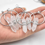 Stone Healing Pointed Pendant Necklaces Hexagonal Column Circle Crystal