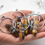 Stone Healing Pointed Pendant Necklaces Hexagonal Column Circle Crystal