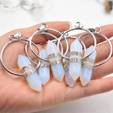 Stone Healing Pointed Pendant Necklaces Hexagonal Column Circle Crystal