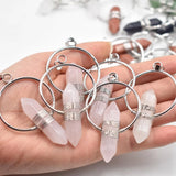 Stone Healing Pointed Pendant Necklaces Hexagonal Column Circle Crystal