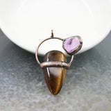Vintage Natural Stone Healing Rose Crystals Pendant Necklace