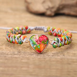Boho Stone Heart Charm Bracelet Colorful Beads Braid Friendship Jewelry