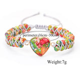 Boho Stone Heart Charm Bracelet Colorful Beads Braid Friendship Jewelry