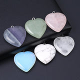 Natural Stone Heart Pendant Charms Amethysts Tiger Eye Pendant 30x30x10mm