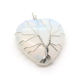 Natural Stone Heart Quartz Crystal Agate Lapis Lazuli Pendant Tree of Life