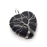 Natural Stone Heart Quartz Crystal Agate Lapis Lazuli Pendant Tree of Life