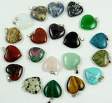 Natural Stone Heart Quartz Crystal Tiger Eye Opal Aventurine Cat eyes Pendants