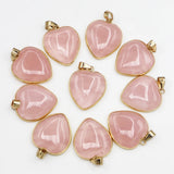Rose Quartz Heart Pendants Necklace Making Charms 10Pcs