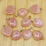 Rose Quartz Heart Pendants Necklace Making Charms 10Pcs