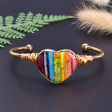 Heart Shaped Sea Sediment Reiki Chakra Bangle Bracelet