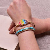 Heart Shaped Sea Sediment Reiki Chakra Bangle Bracelet