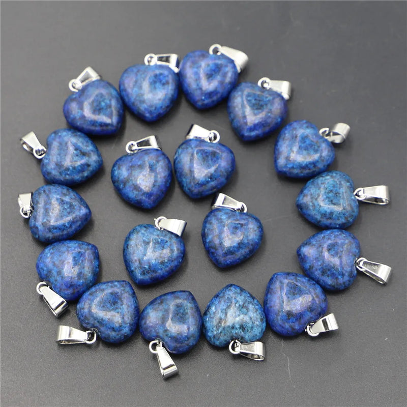 50Pcs Lapis Lazuli Heart Pendants for DIY Jewelry Making