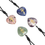 Amethyst Stone Heart Ankh Cross Charm Necklace Reiki Crystal Jewelry