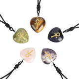 Amethyst Stone Heart Ankh Cross Charm Necklace Reiki Crystal Jewelry