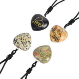 Natural Stone Heart Pendant Engrave Love Romantic Reiki Healing Crystal Amethyst