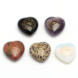 Natural Stone Heart-shaped 30mm Ornament Engraved Egypt Horus Eye Runes Symbol
