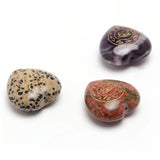 Natural Stone Heart-shaped 30mm Ornament Engraved Egypt Horus Eye Runes Symbol
