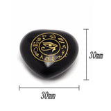 Natural Stone Heart-shaped 30mm Ornament Engraved Egypt Horus Eye Runes Symbol
