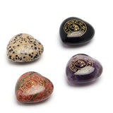 Natural Stone Heart-shaped 30mm Ornament Engraved Egypt Horus Eye Runes Symbol