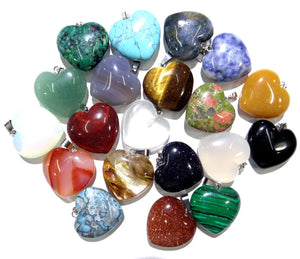12pcs Natural Stone Heart-shaped Charms Pendants for DIY Jewelry Making
