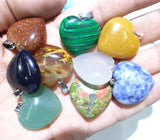 12pcs Natural Stone Heart-shaped Charms Pendants for DIY Jewelry Making