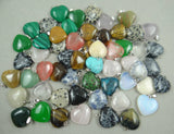50pcs Heart-shaped Turquoises Quartz Charms Pendants for Jewelry Making