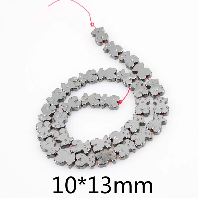 Hematite Beaded Hexagon Carved Beads 16''