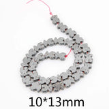 Hematite Beaded Hexagon Carved Beads 16''