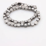 Hematite Beaded Hexagon Carved Beads 16''