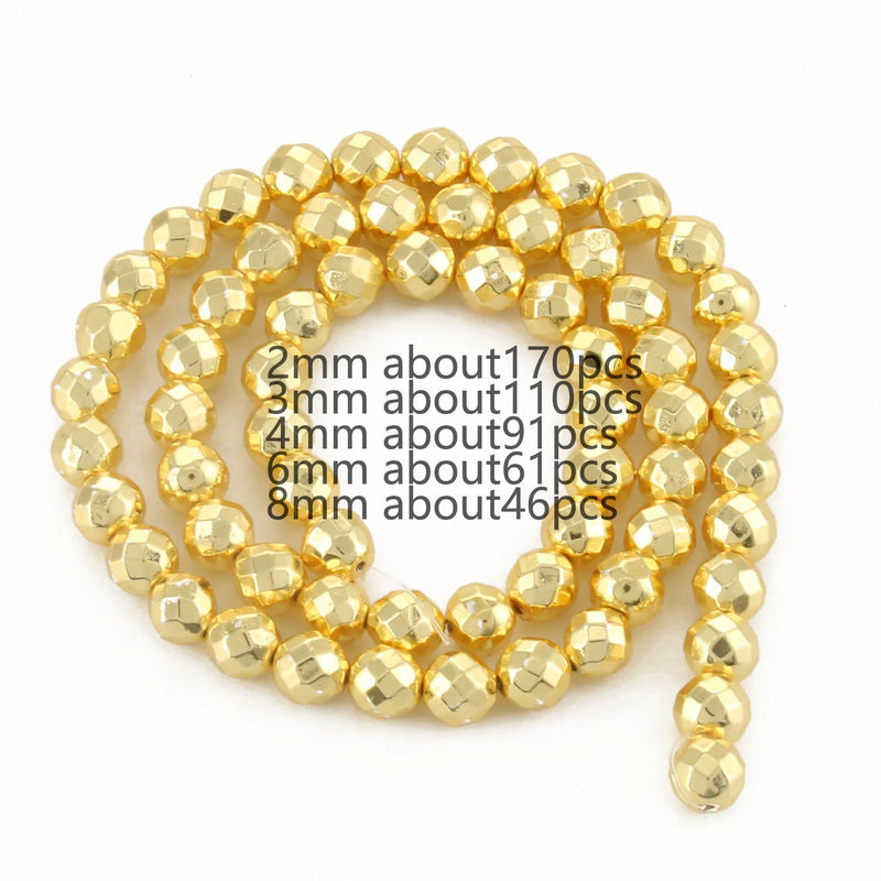 Hematite Stone Beads 18K Plating for DIY Bracelet