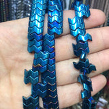 Hematite Beads Blue Two Holes Letter W Bat Shape Spacer Beads