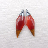 Natural Stone Earrings: Hematite, Red Agate, Tiger-Eye Bead 36x12x5mm