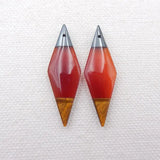 Natural Stone Earrings: Hematite, Red Agate, Tiger-Eye Bead 36x12x5mm