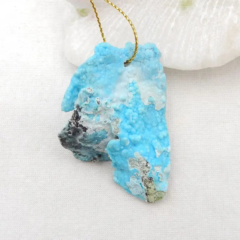Natural Hemimorphite Nugget Pendant Bead 54x37x9mm 23g