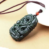 Natural Stone Hetian Jade Dragon Pendant for Men and Women