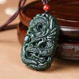 Natural Stone Hetian Jade Dragon Pendant for Men and Women