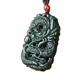 Natural Stone Hetian Jade Dragon Pendant for Men and Women