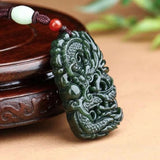 Natural Stone Hetian Jade Dragon Pendant for Men and Women