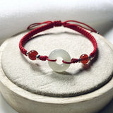 Hetian Jade Safe Buckle Hand Rope Bracelet Romantic Charm Jewelry