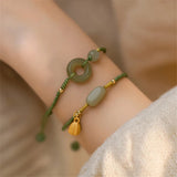 Vintage Hetian Jade Safe Buckle Bracelet National Tide Romantic Charm Jewelry