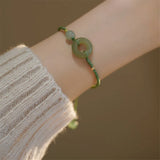 Vintage Hetian Jade Safe Buckle Bracelet National Tide Romantic Charm Jewelry
