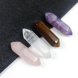Hexagon Prism Charms Rose Quartz Tiger's Eye Crystal Pendants