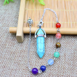 Hexagonal Bullet Pendulum Chain Chakra Dowsing Crystal Reiki Healing