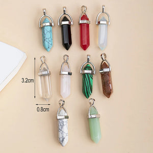 Hexagonal Column Pendant Natural Stone Charm Crystal DIY Necklace Accessories