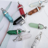 Hexagonal Column Pendant Natural Stone Charm Crystal DIY Necklace Accessories