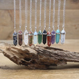 Hexagonal Point Pendant Necklace Crystal Quartz Fluorite Lapis