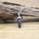 Hexagonal Point Pendant Necklace Crystal Quartz Fluorite Lapis
