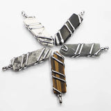 Stone Hexagonal Wire Arrow Pendants Necklace Mineral Cure Charms